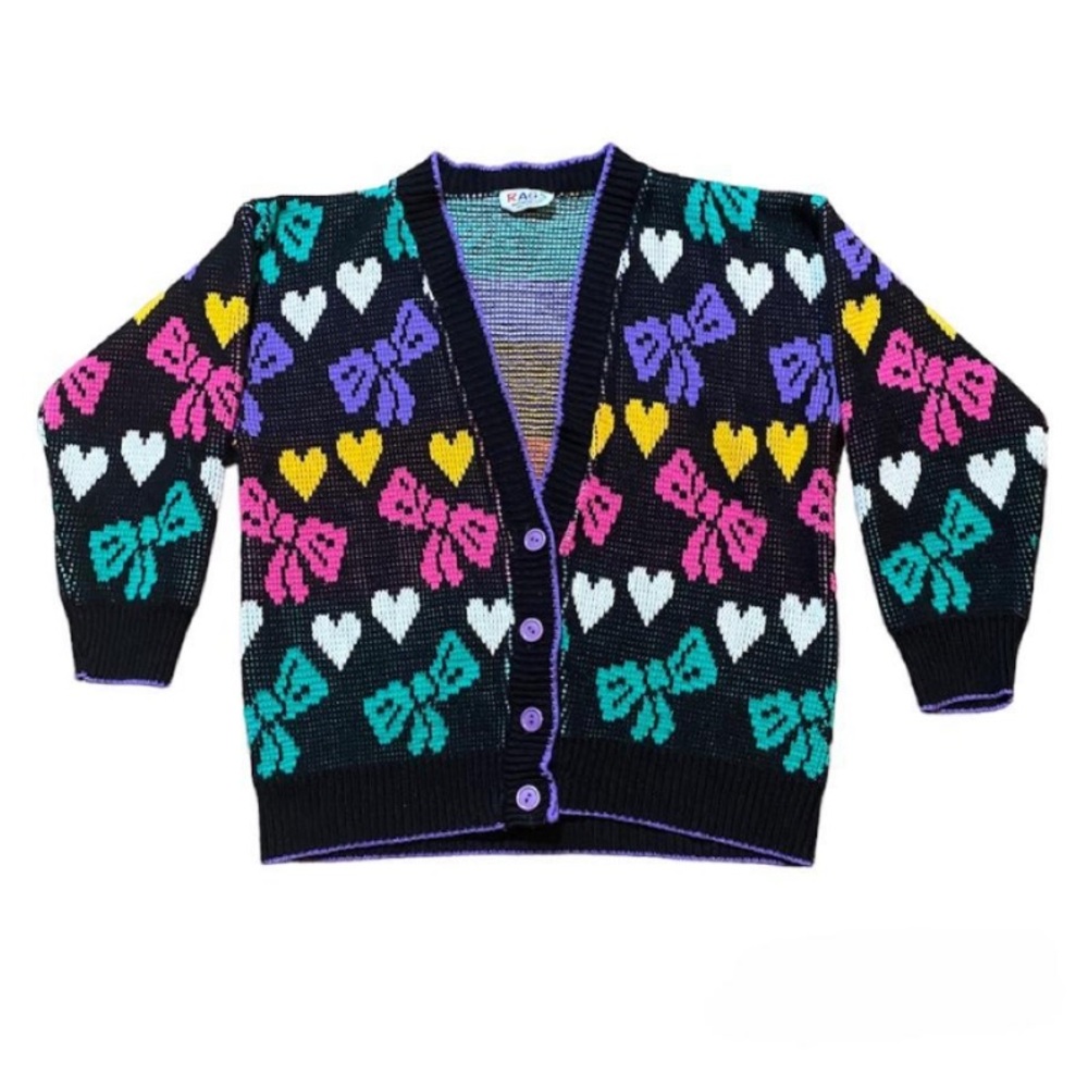 colorful 80s vintage cardigan